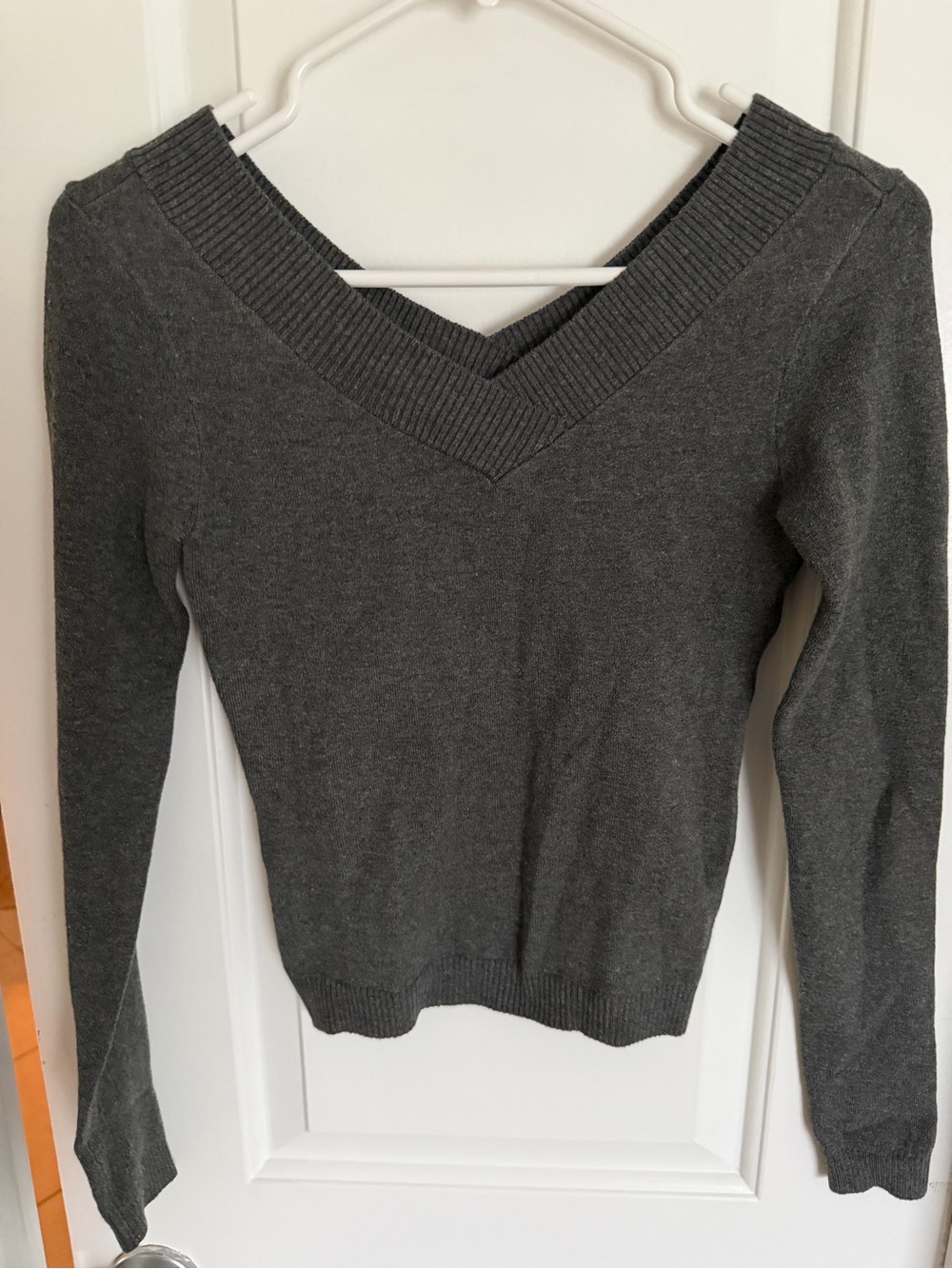 Brandy Melville Charcoal Gray V-Neck Sweater
